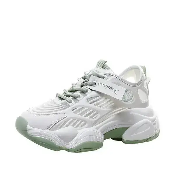 Womens Mesh Platform Sneakers | UV-Protective Breathable Low-Top Shoes in Blue, Green, Grey