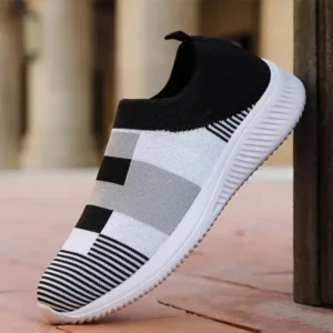 Dhoomstock Women Casual Knit Design Breathable Mesh Color Blocking Flat Sneakers